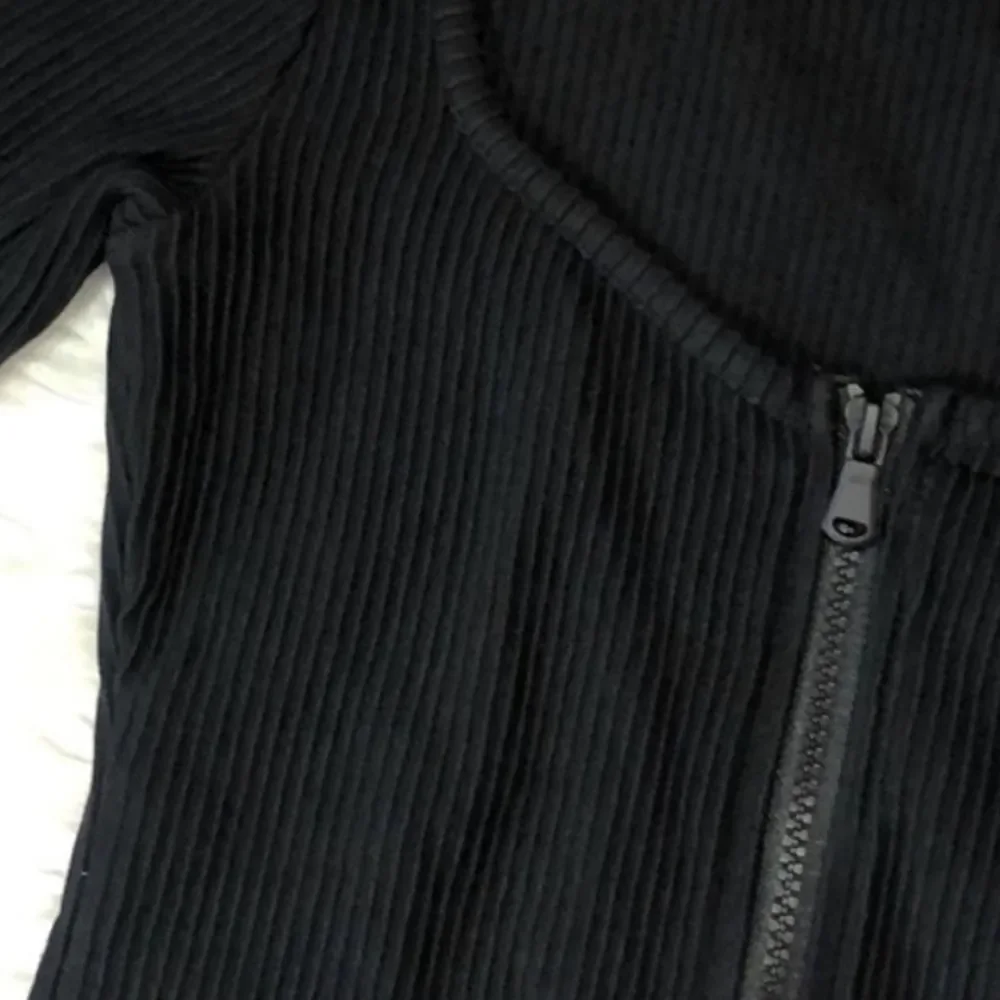Good American Plus Size Dramatic Zip Ribbed Scoop Square NECK Black 3X NWT - Picture 6 of 12